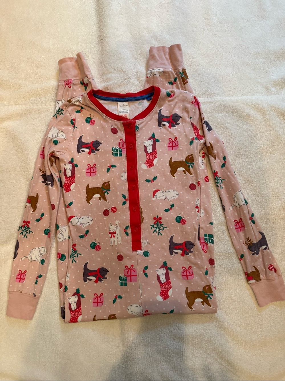 Mini Boden 11 Cats one piece pajamas VGUC